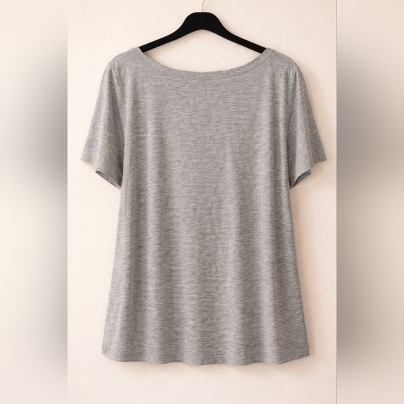 NWT Talbots Heather Gray Ruched Neck Top | Soft Stretch Tee 3X - Picture 3 of 7